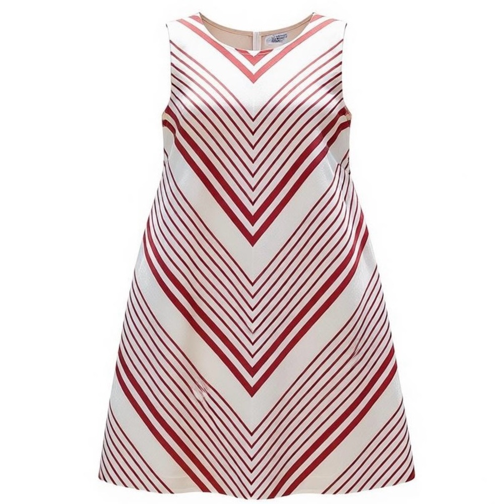 Liz Claiborne Red & White Striped A-Line Sleeveless Dress 1X Linen Blend - Picture 1 of 8